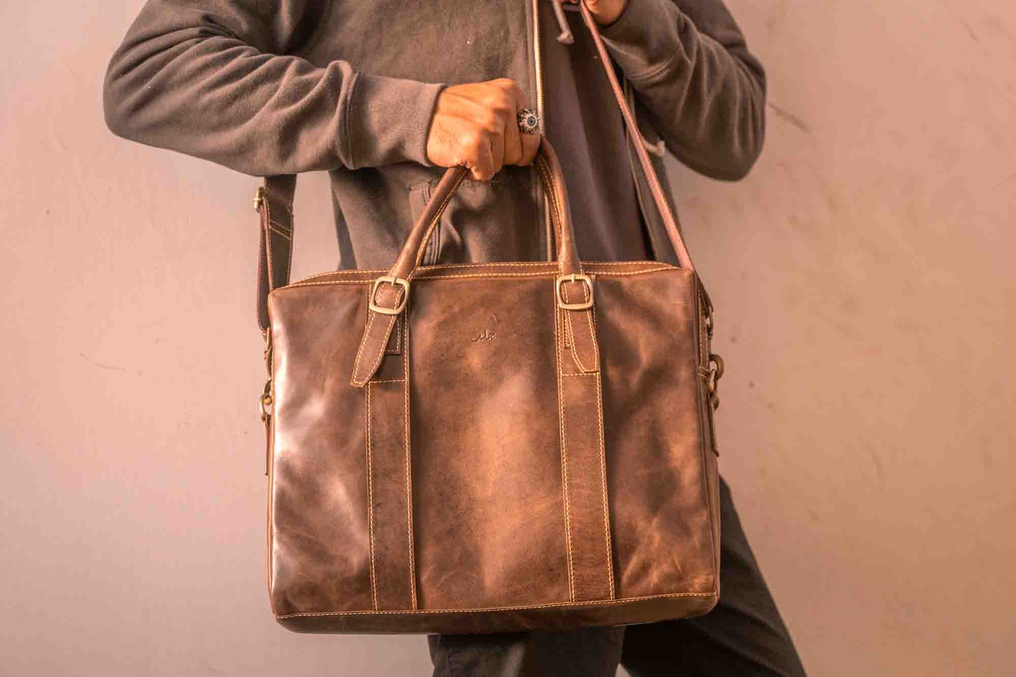 Leather office bag hot sale for gents