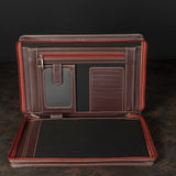 Executive Genuine Leather Zippered Portfolio & Document Organizer
