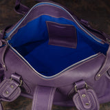 Purple Pebbled Leather Handbag with Contrast Stitching