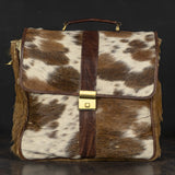 Cowhide Messenger: Authentic Hair-on-Hide Briefcase