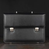 The Executive: Classic Black Leather Expandable Briefcase