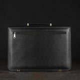 The Executive: Classic Black Leather Expandable Briefcase