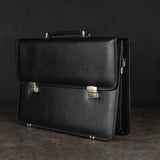 The Executive: Classic Black Leather Expandable Briefcase