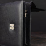 The Executive: Classic Black Leather Expandable Briefcase