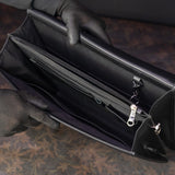 The Executive: Classic Black Leather Expandable Briefcase
