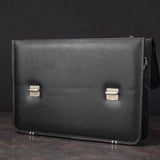 The Executive: Classic Black Leather Expandable Briefcase